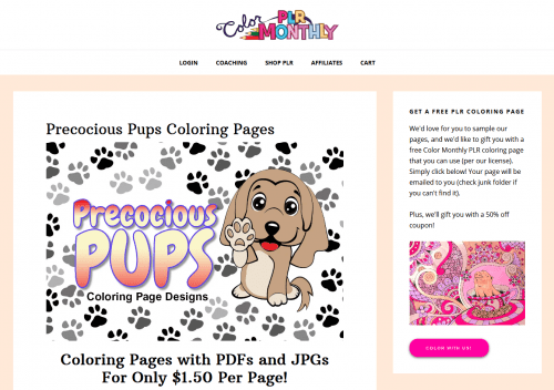 10 FREE Doggy PLR Coloring Pages