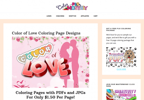 Color of Love PLR Coloring Page Designs – 30-page coloring package