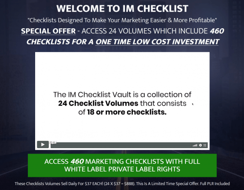 IM Checklists – 460 Marketing PLR Checklists Blowout