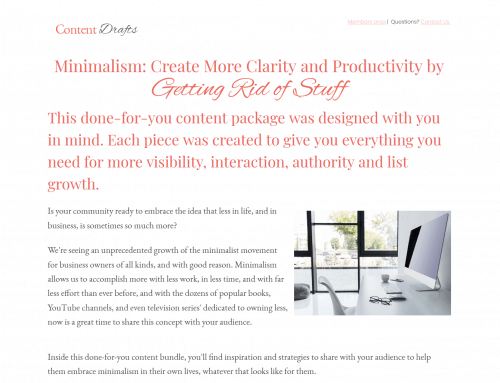 Minimalism PLR Package Create More Clarity and Productivity