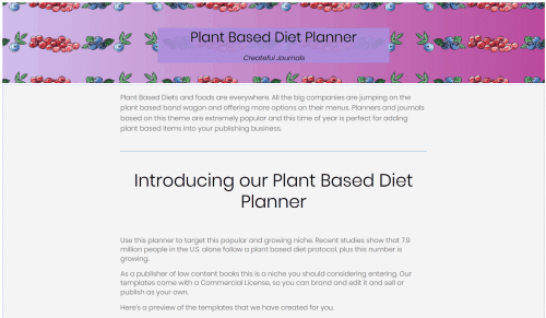Plant Based Diet PLR Planner