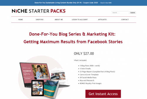 Facebook Stories Done-For-You PLR Blog Series and Marketing Kit