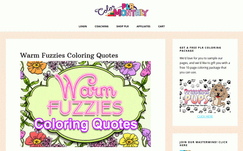 Warm Fuzzies Free PLR Coloring Quotes Pages