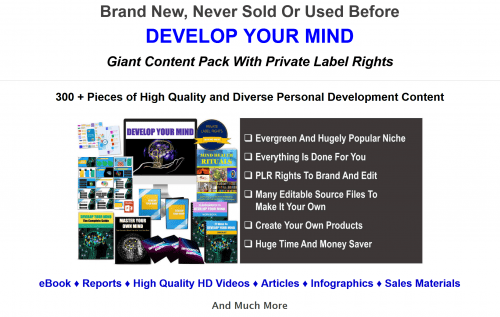 Develop Your Mind 300+ Piece PLR Bundle