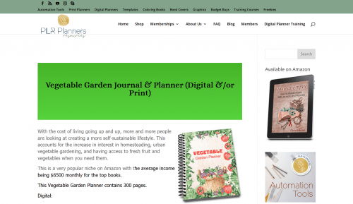 Digital Vegetable Garden PLR Planner