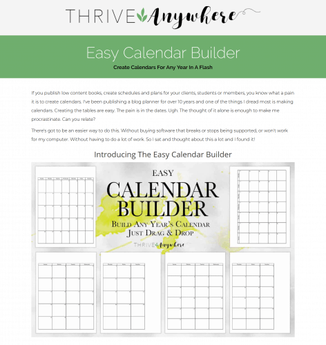 Easy PLR Calendar Builder Calender Creation Templates