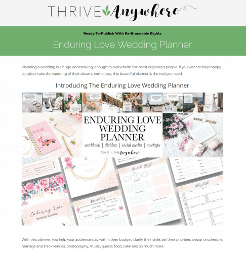 Enduring Love Wedding PLR Planner