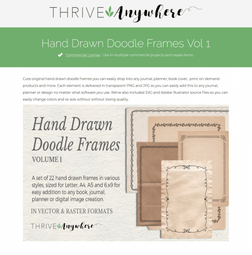 Hand Drawn Doodle Frames PLR Journal Templates