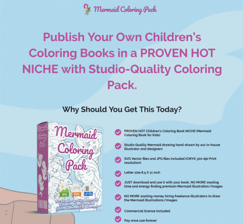 Mermaid PLR Coloring Book Pack for Kids