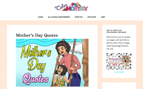 Mothers Day Quotes Adult PLR Coloring Designs