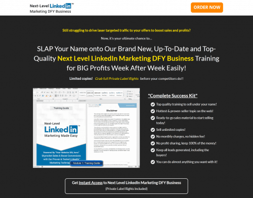 Next Level LinkedIn Marketing DFY Business Training PLR Funnel