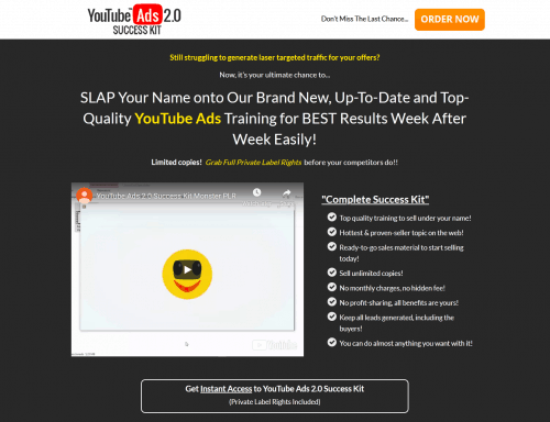 YouTube Ads 2.0 Success PLR Toolkit Sales Funnel