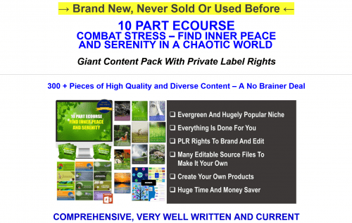 Combat Stress Find Inner Peace And Serenity Huge PLR Pack