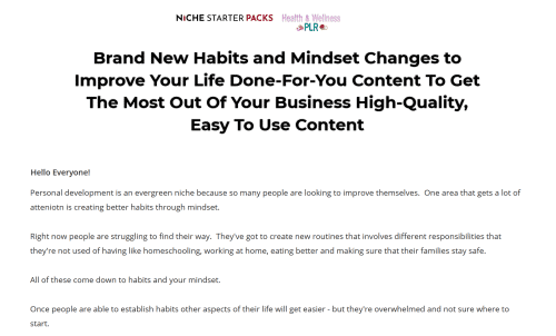 Habits and Mindset Changes to Improve Your Life PLR Bundle