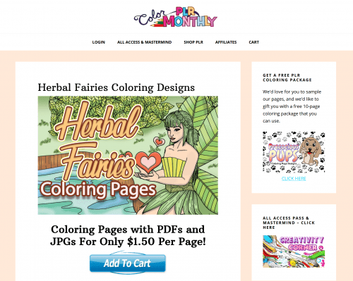 Herbal Fairies PLR Coloring Designs