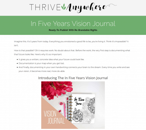 In 5 Years PLR Journal Workbook