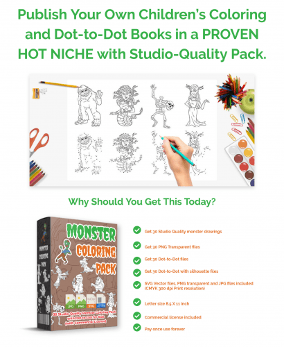 Monster PLR Coloring Pack with Dot-to-Dot