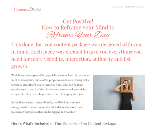 Positivity in Business PLR Content Package