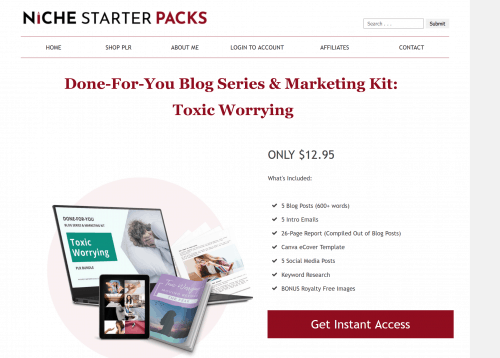 Toxic Worrying PLR Package