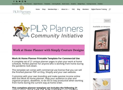 Work at Home PLR Planner with Simply Couture Designs