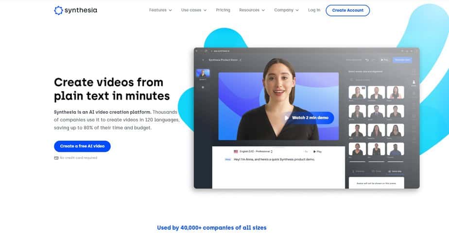 Synthesia AI text to video converter