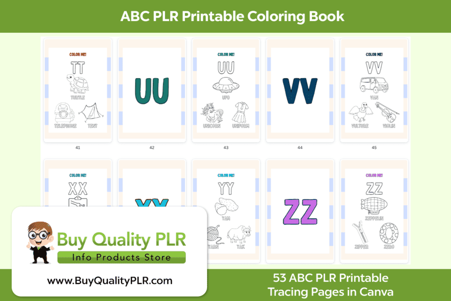 ABC PLR Printable Coloring Book