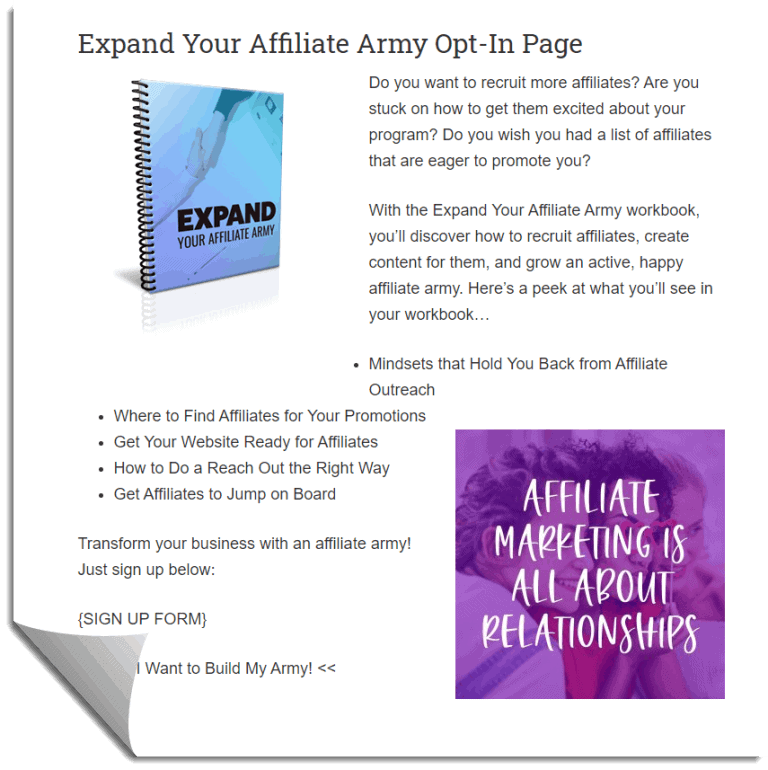 Expand Your Affiliate Army Optin