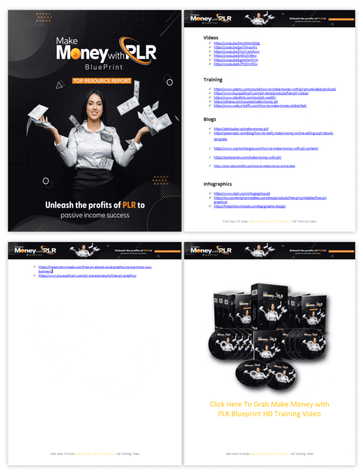 Make Money with PLR Blueprint PLR Sales Funnel Top Resource Report Screenshot