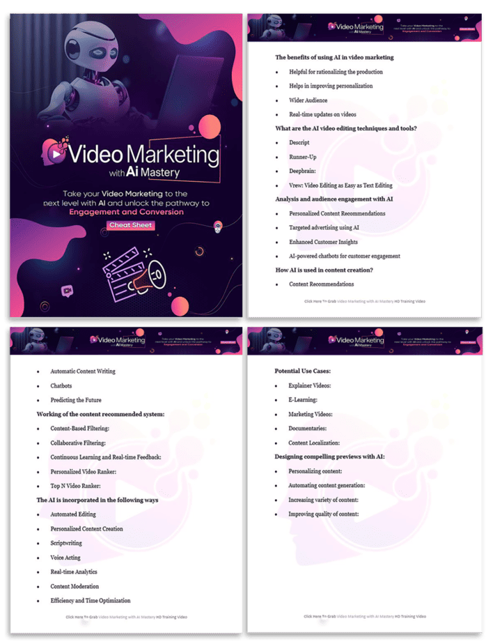 Video Marketing with AI Mastery PLR Sales Funnel Cheatsheet Screenshot