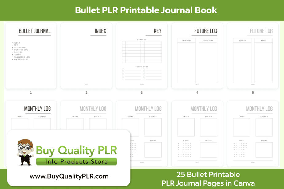 Bullet PLR Printable Journal Book