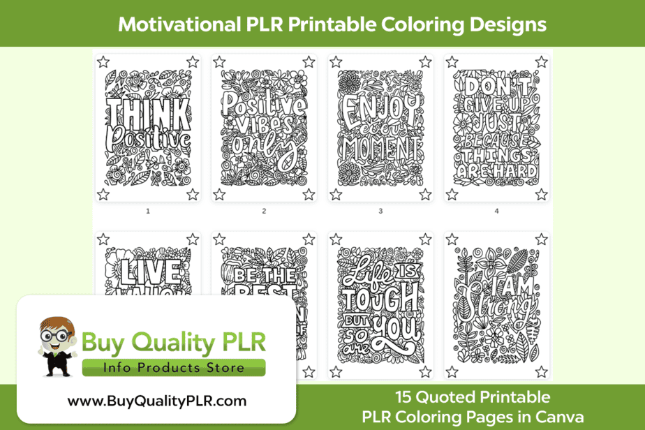 Motivational PLR Printable Coloring Designs