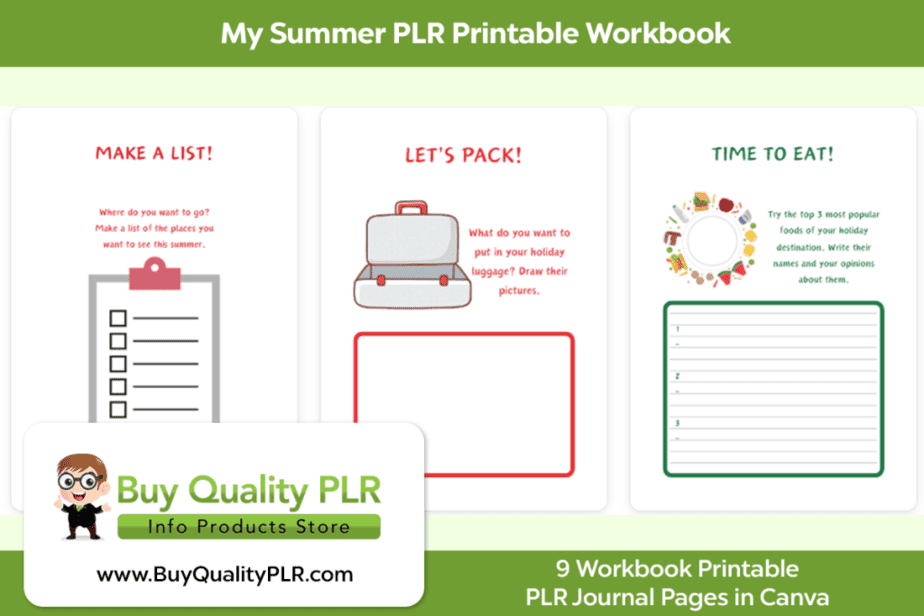 My Summer PLR Printable Workbook