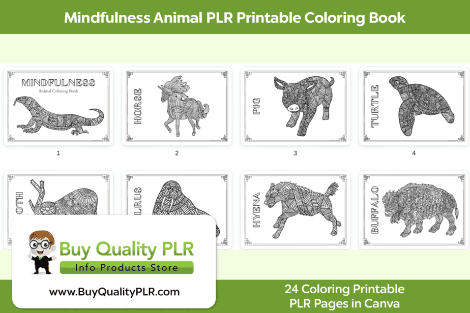 Mindfulness Animal PLR Printable Coloring Book