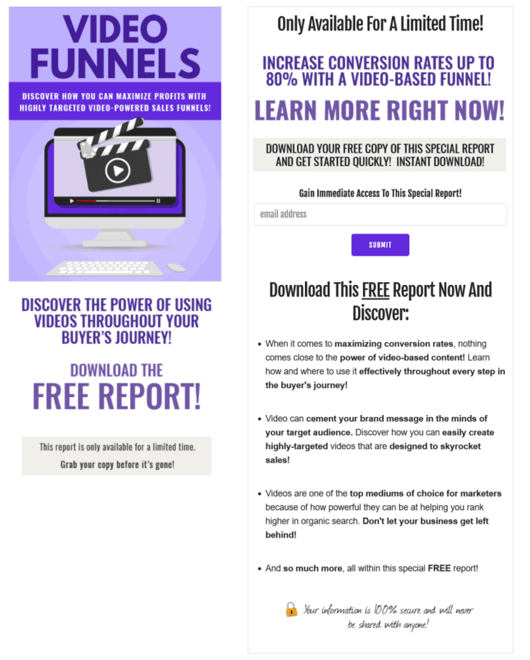 Video Funnels PLR Squeez Page