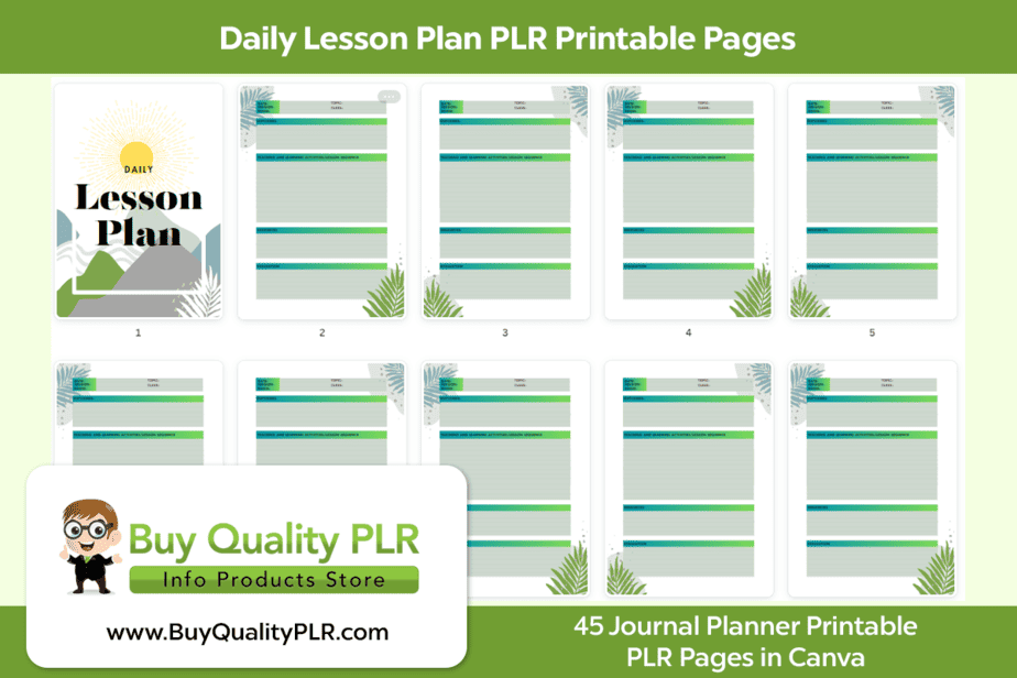 Daily Lesson Plan PLR Printable Pages