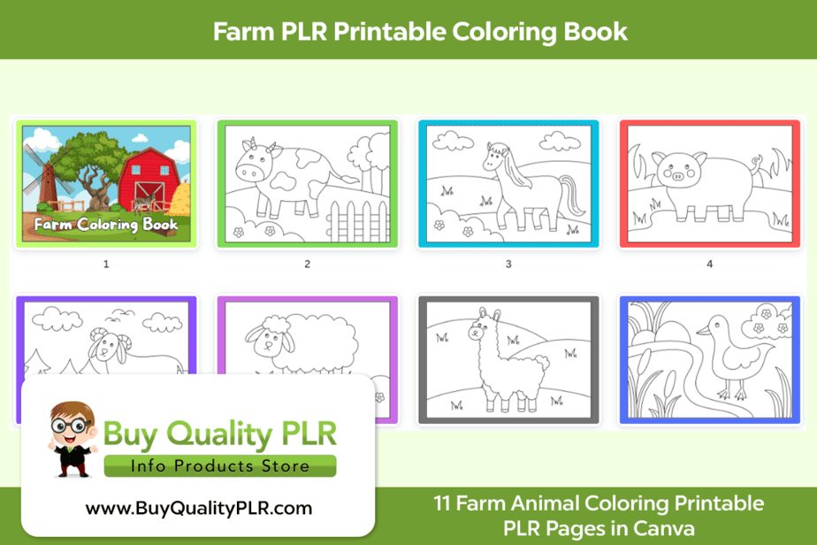 Farm PLR Printable Coloring Book
