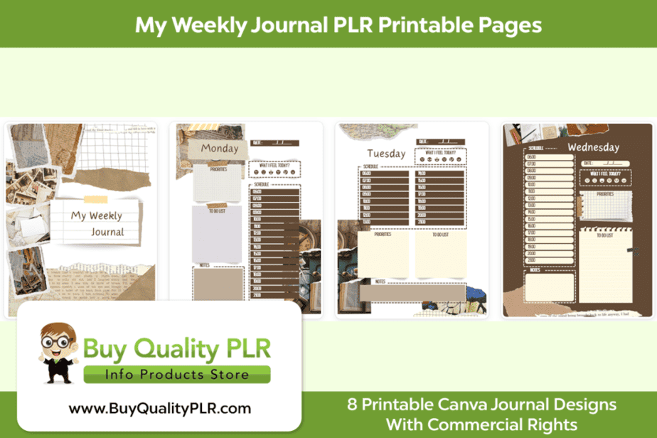 My Weekly Journal PLR Printable Pages