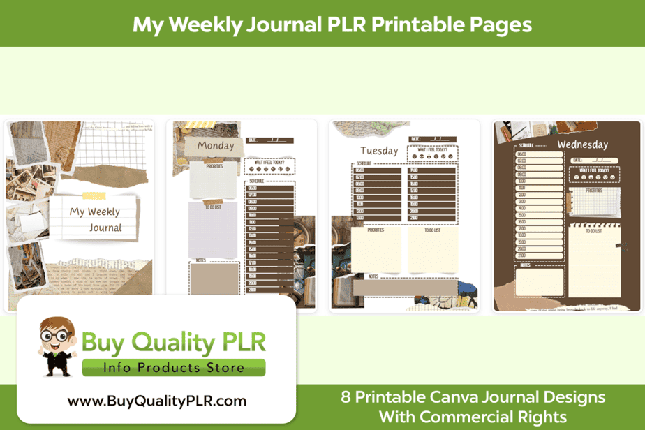 My Weekly Journal PLR Printable Pages