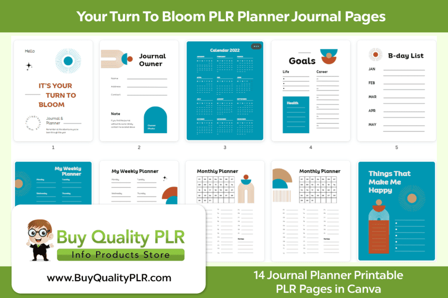 Your Turn To Bloom PLR Planner Journal Pages