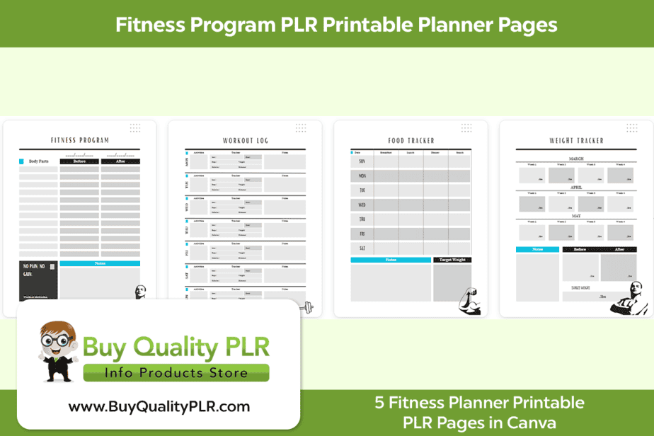 Fitness Program PLR Printable Planner Pages