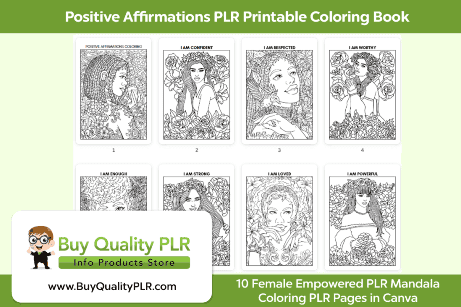 Positive Affirmations PLR Printable Coloring Book