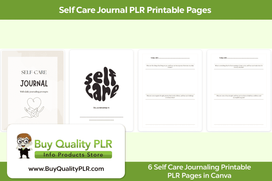 Self Care Journal PLR Printable Pages