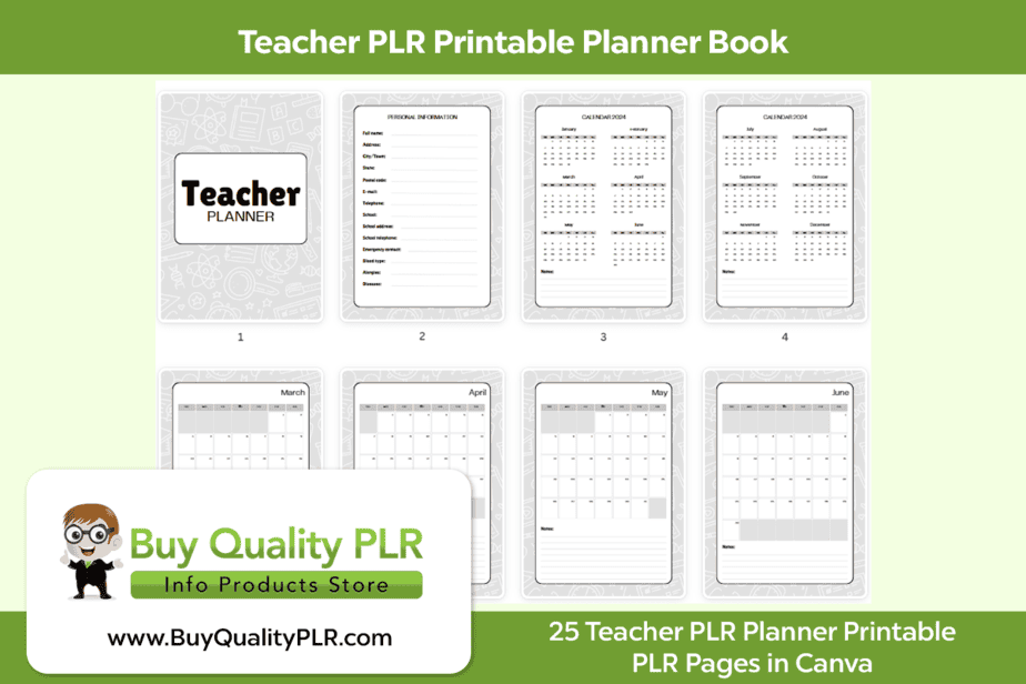 Teacher PLR Printable Planner Book