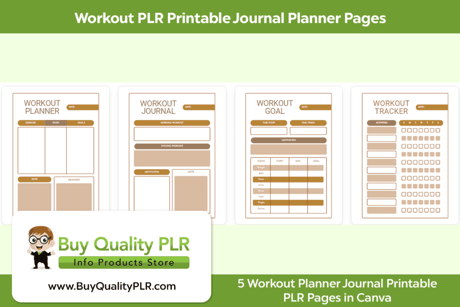 Workout PLR Printable Journal Planner Pages