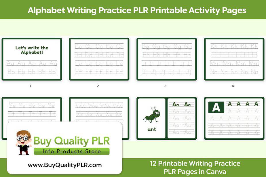 Alphabet Writing Practice PLR Printable Activity Pages