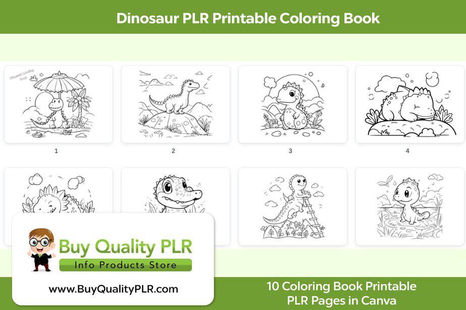 Dinosaur PLR Printable Coloring Book