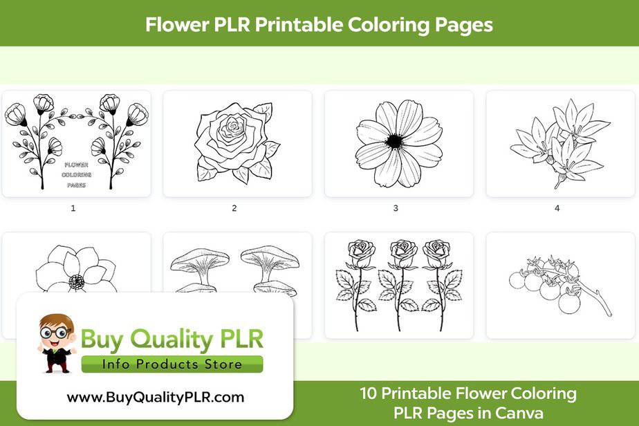 Flower PLR Printable Coloring Pages