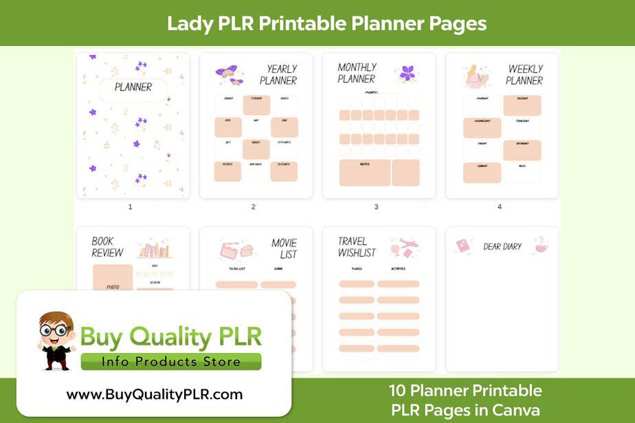 Lady PLR Printable Planner Pages