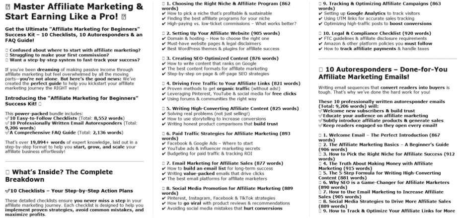 10 Affiliate Marketing For Beginners PLR Sales Page Sample