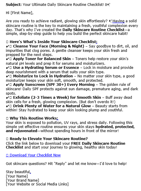 10 Beauty Tips PLR Autoresponder Sample
